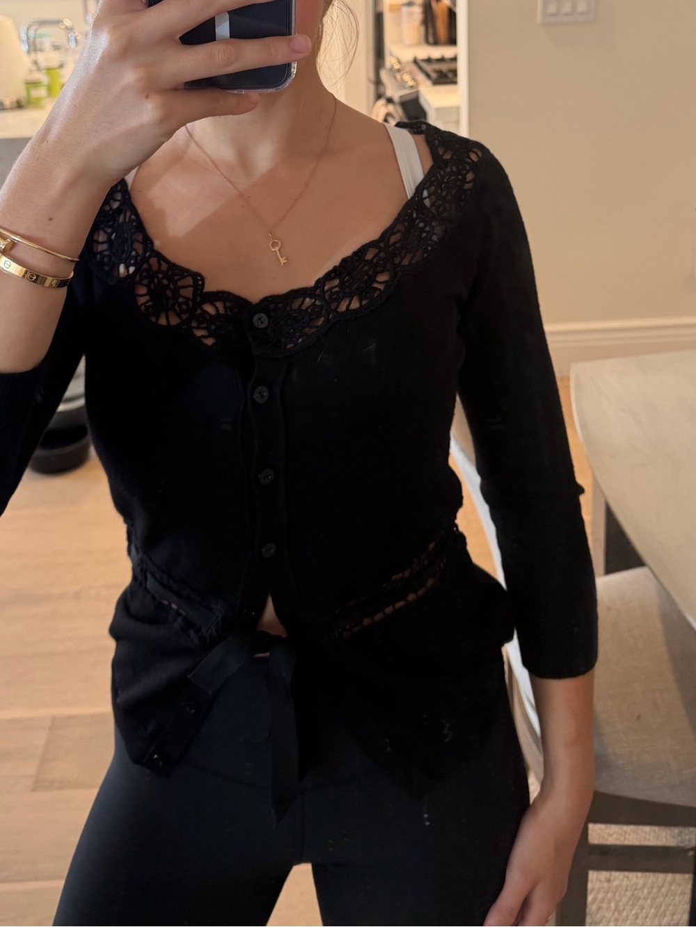 Dior black dress neckline label